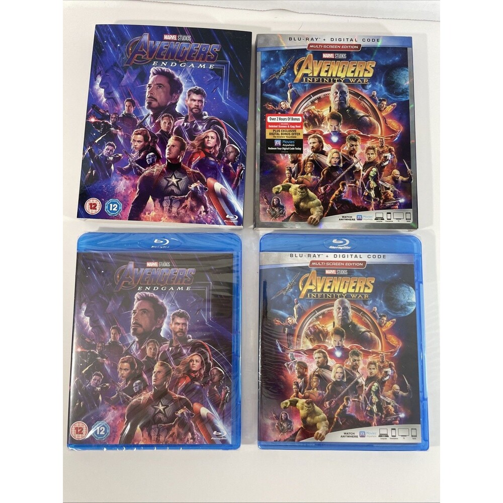Marvel Avengers Endgame & Infinity War Blu-ray Lot With Slipcovers – New Sealed